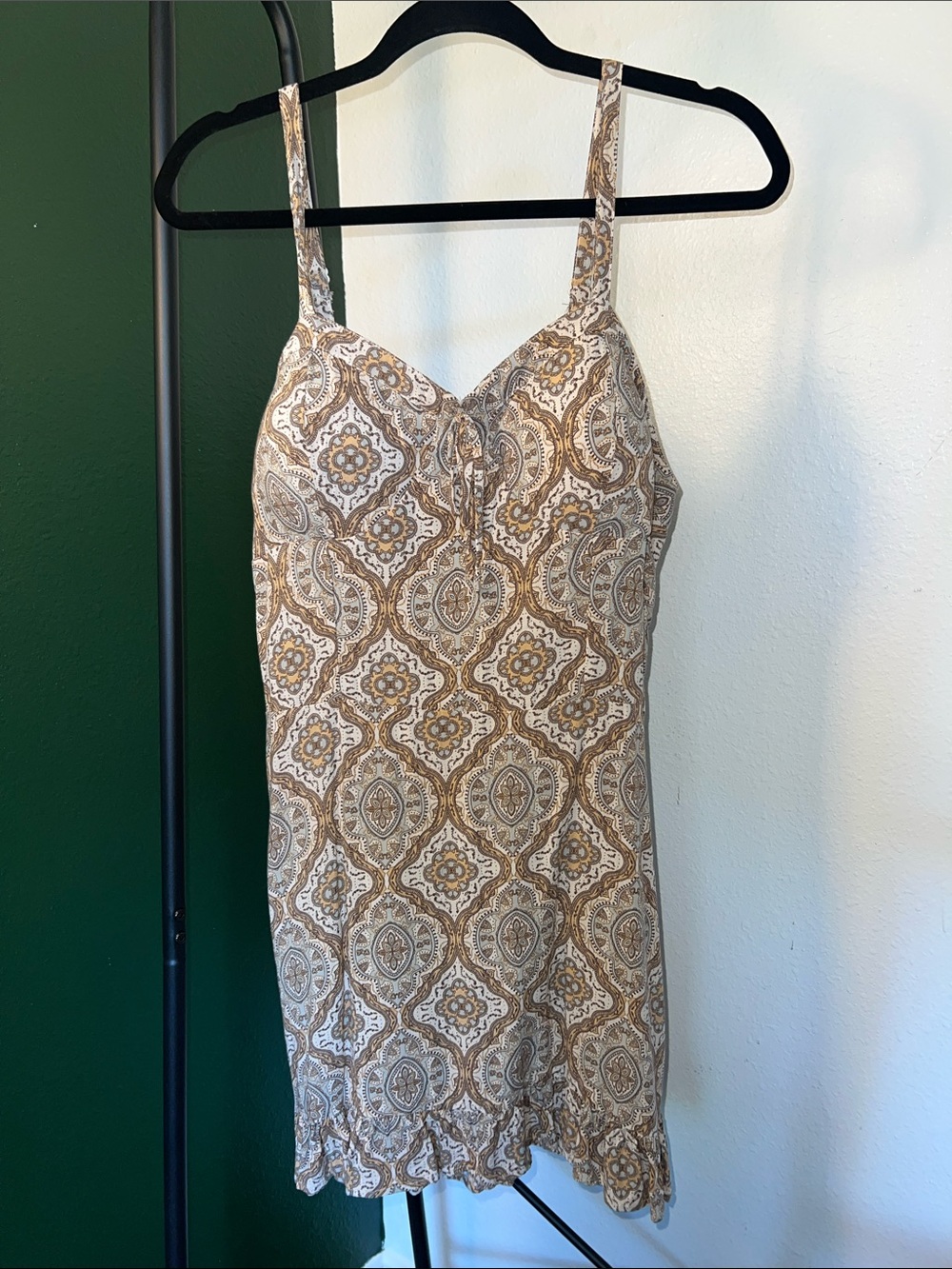Wallflower Beige and Brown Paisley Mini Slip Dress